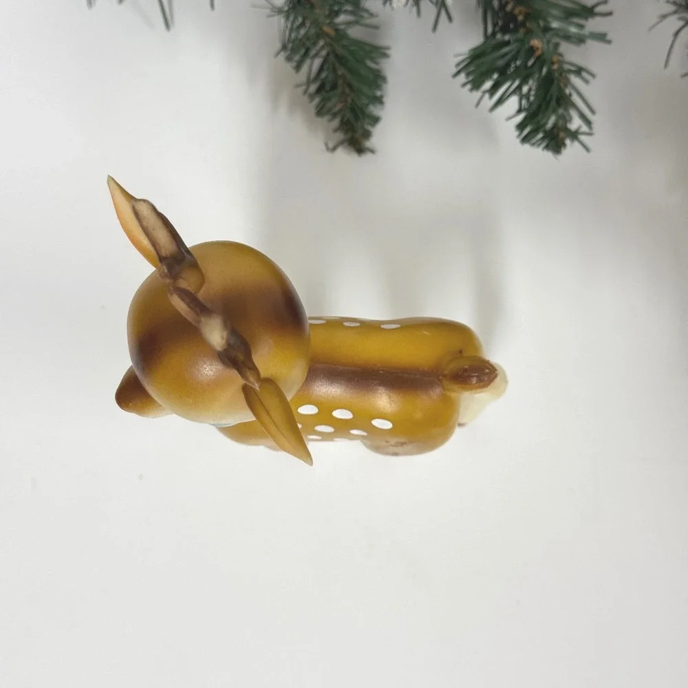 Vintage MCM Rubber Reindeer Figurine Red Rhinestone Eyes Christmas Decor Japan